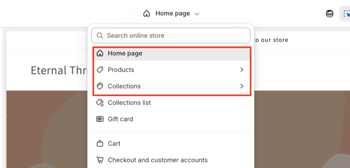 Edit other Shopify pages from theme editor
