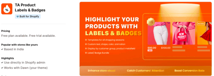 TA product labels