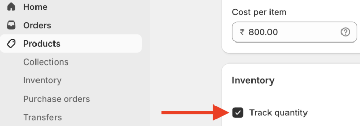 Track product quantity on Shopify