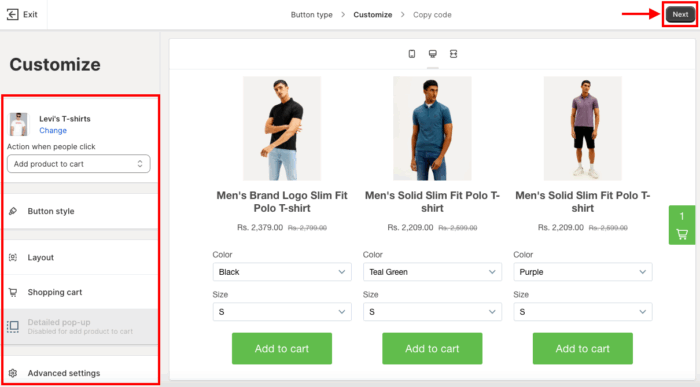 edit collection buy button