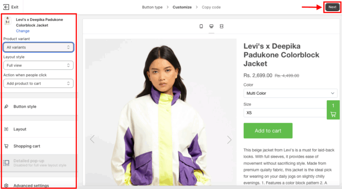 edit product buy button