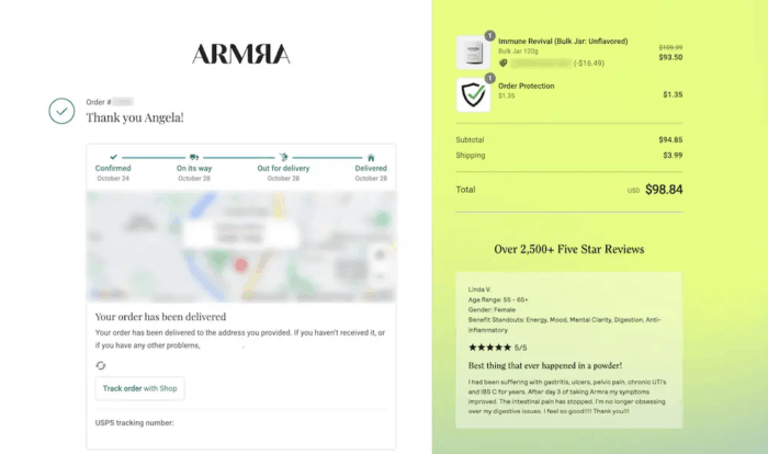 Armra Reduces Buyer’s Doubt with Social Proof
