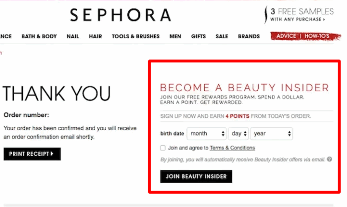 Sephora Increase AOV with Upsells