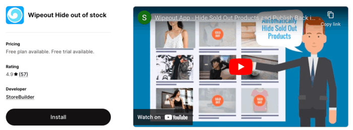 Wipeout Hide out of stock