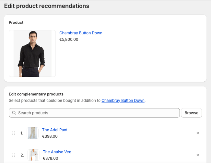 edit product recommendation