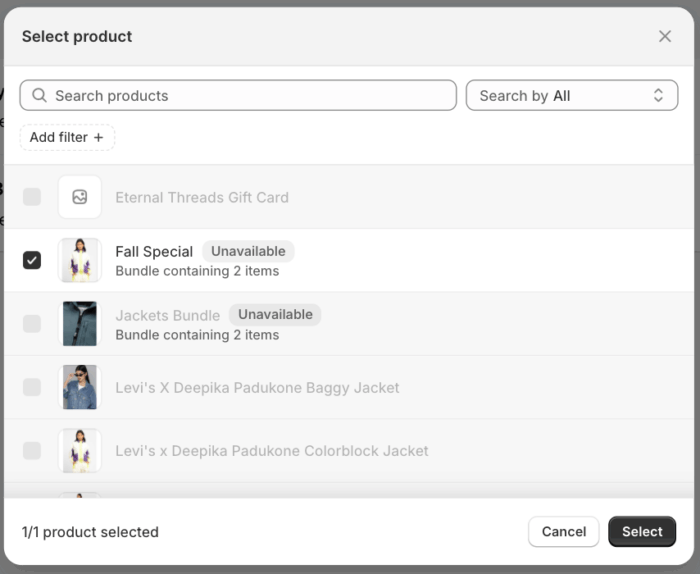 select product