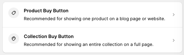Select the options you want to create a buy button 