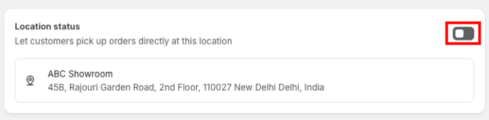 turn off the location for in-store pickup