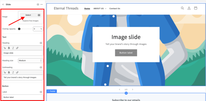 Add image to add in your slider