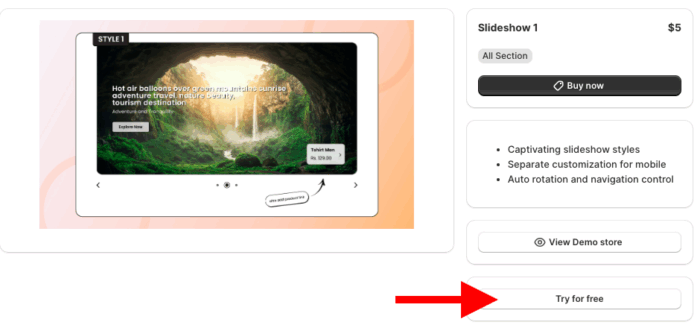 Click on try for free section