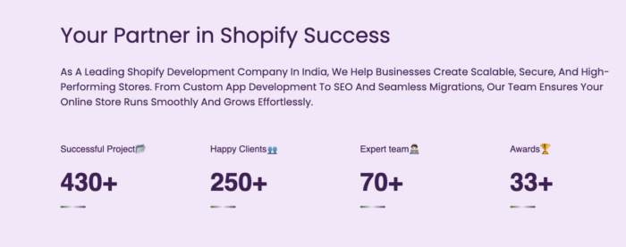 Preview of the Shopify number counter section using an app