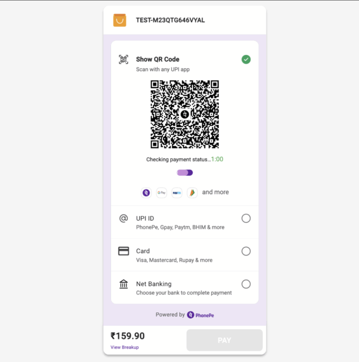 PhonePe at the Magento 2 checkout page
