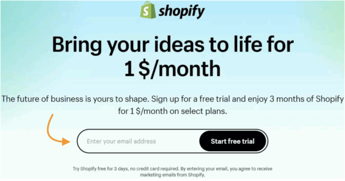 Shopify one dollar plan