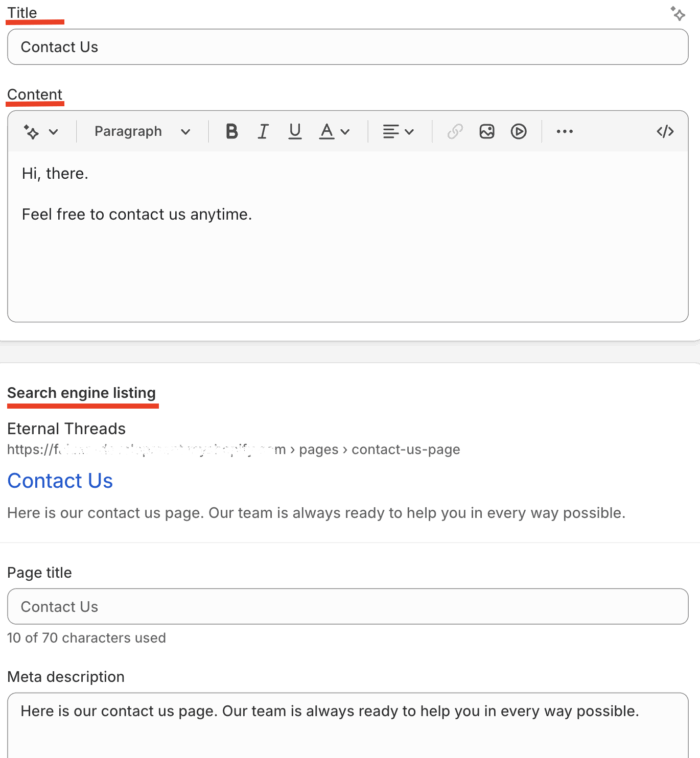 enter all the search engine listings details