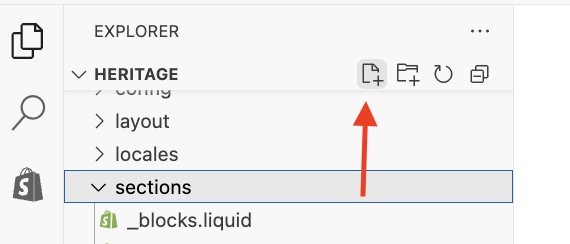 In the sections folder, add a new section and save it as timeline.liquid