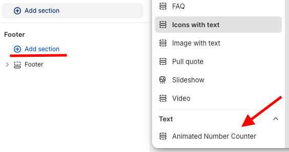 select the Animated Number Counter to from the theme editor.
