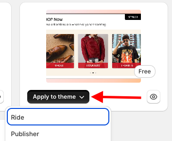 shows the "Apply to theme" button and a dropdown with different themes