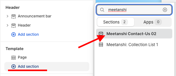 click the Add section