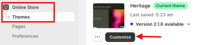 Shopify theme editor, Online store > Themes and click Customize to add a section. 