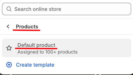 In the theme editor, from the top dropdown click products and select default product