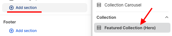 Click the Add section and find the section we created.