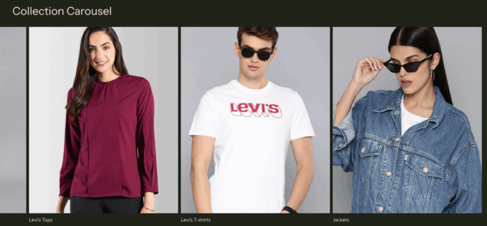 Preview of the Shopify collection slider using theme editor