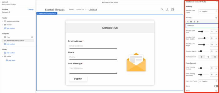 customize section