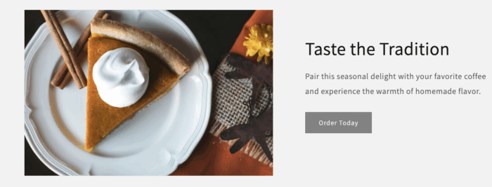 Preview of the image with text section using default theme