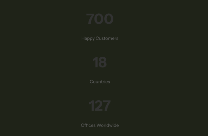 Preview of the number counter section using custom code.