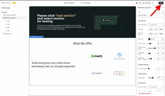 After all the changes, click the Save button from the top right.