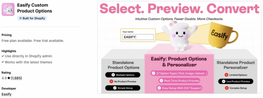 Easify Custom Product Options
