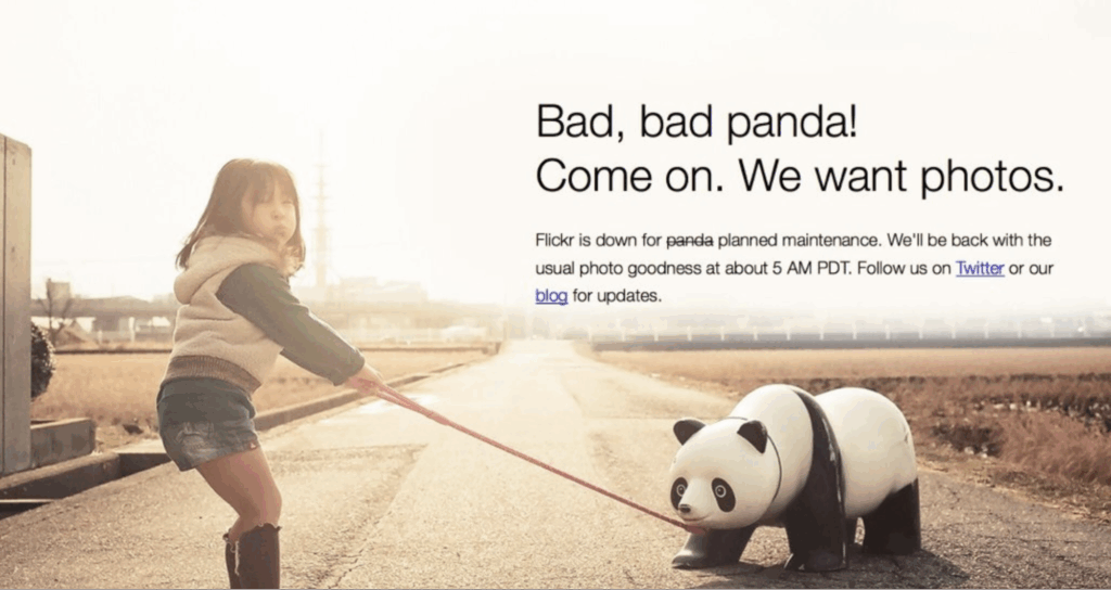 Flickr maintenance page example