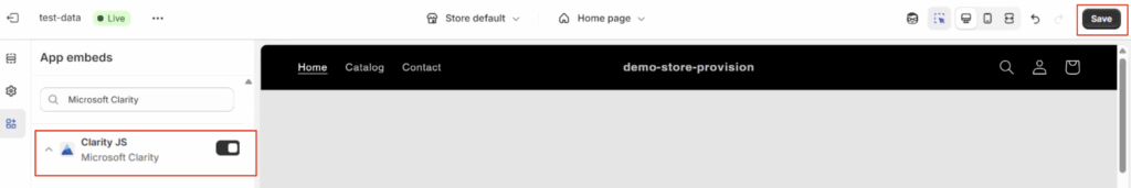 On the Clarity JS toggle