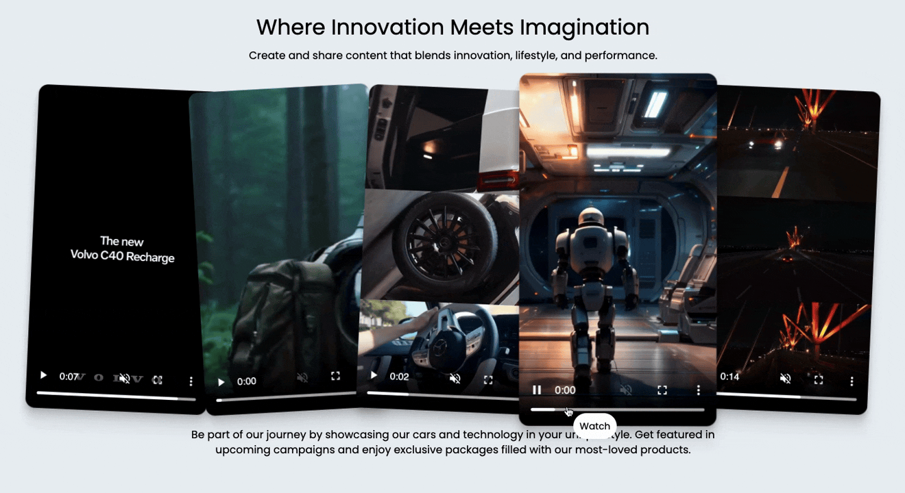 Preview of the video grid section using a Shopify app