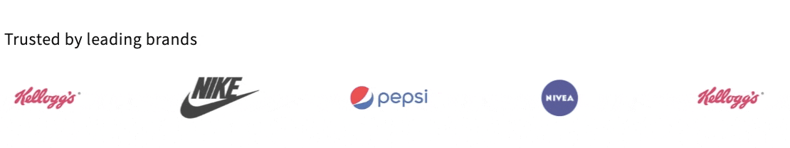 Preview of the scrolling logos section in Shopify using code.
