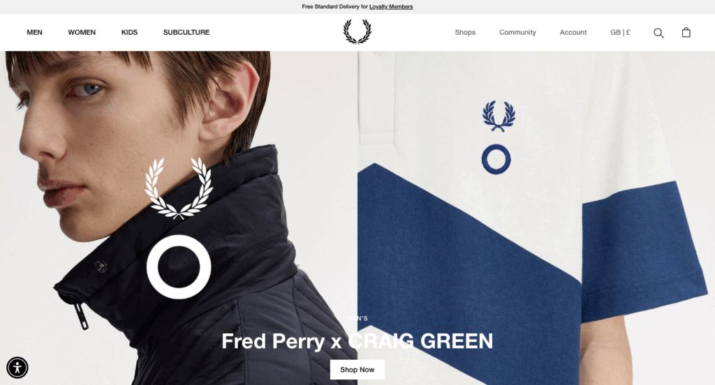 Fred perry - a magento website