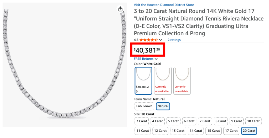 14K Diamond White Gold Necklace