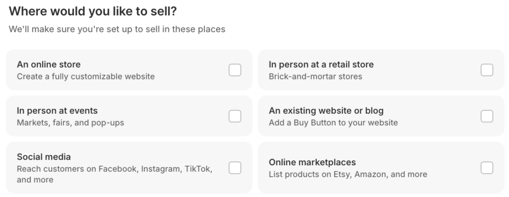 select the business type