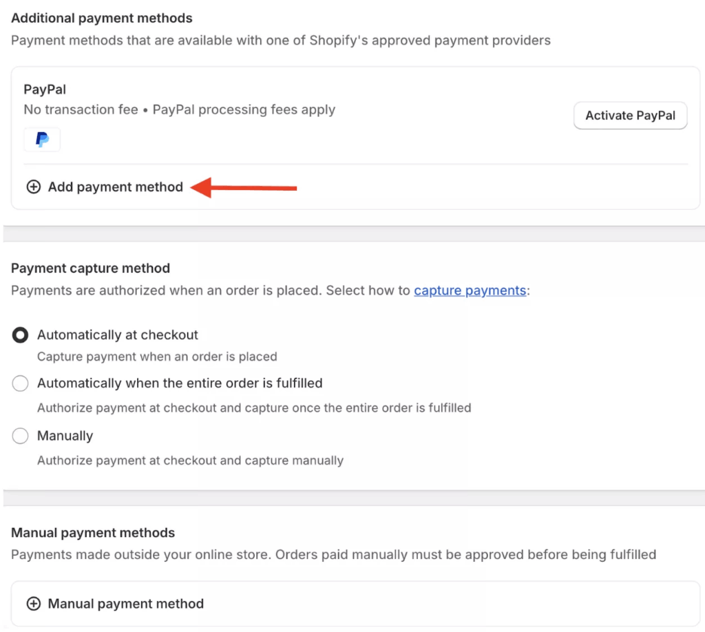 go to setting to add the payment options.