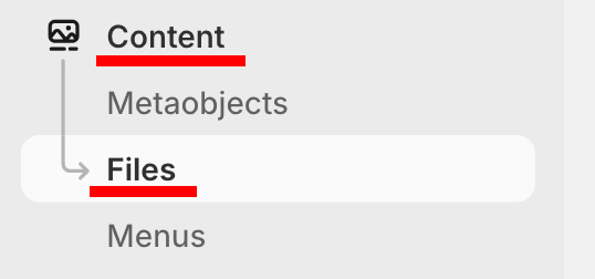 Navigate to Content > Files from Shopify admin panel