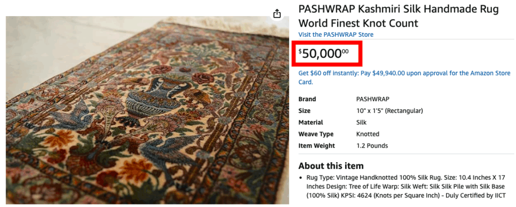 PASHWRAP Kashmiri Silk Handmade Rug
