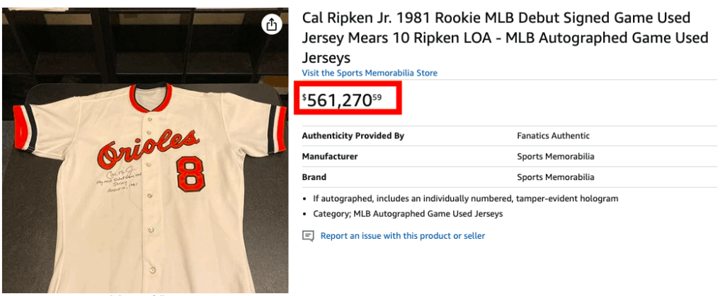 Cal Ripken Jr. 1981 Rookie MLB Debut Game-Used Jersey.