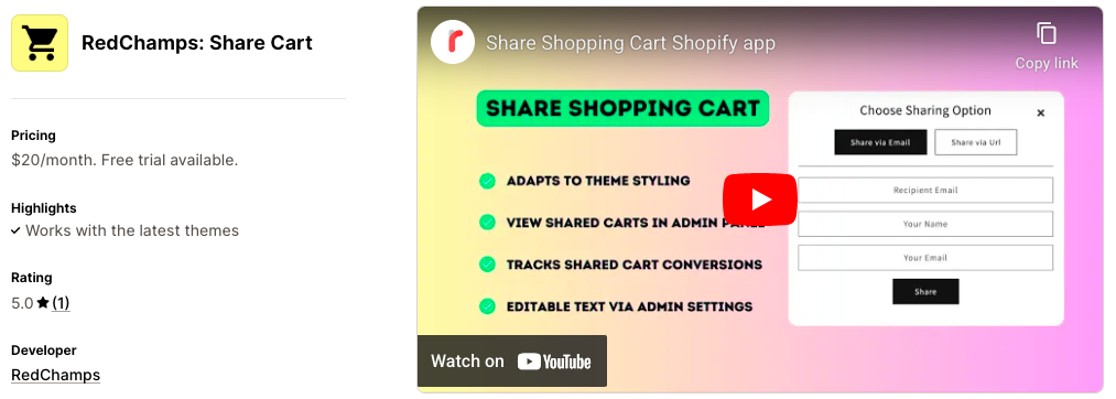 RedChamps: Share Cart. Share a cart shopify app
