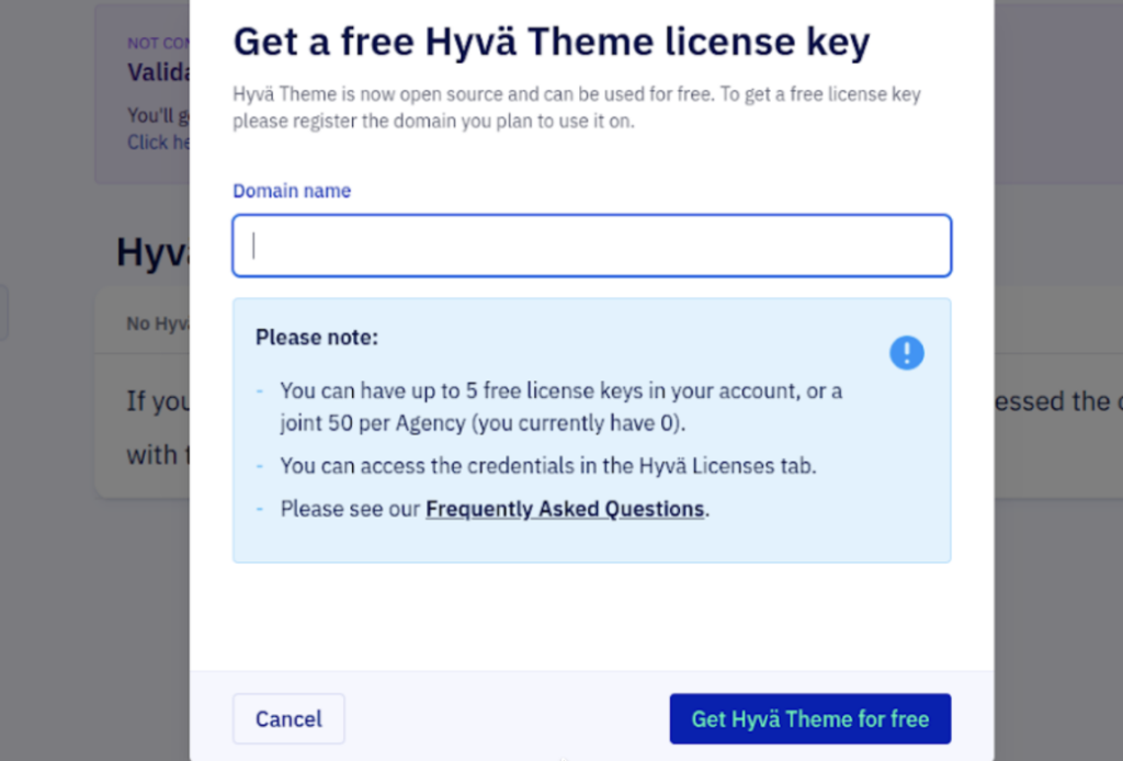 Enter Hyva domain name