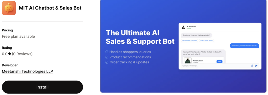 MIT AI chatbot & sales bot for Shopify
