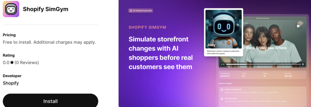 Shopify SimGym App