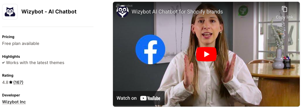 Wizybot Shopify chatbot