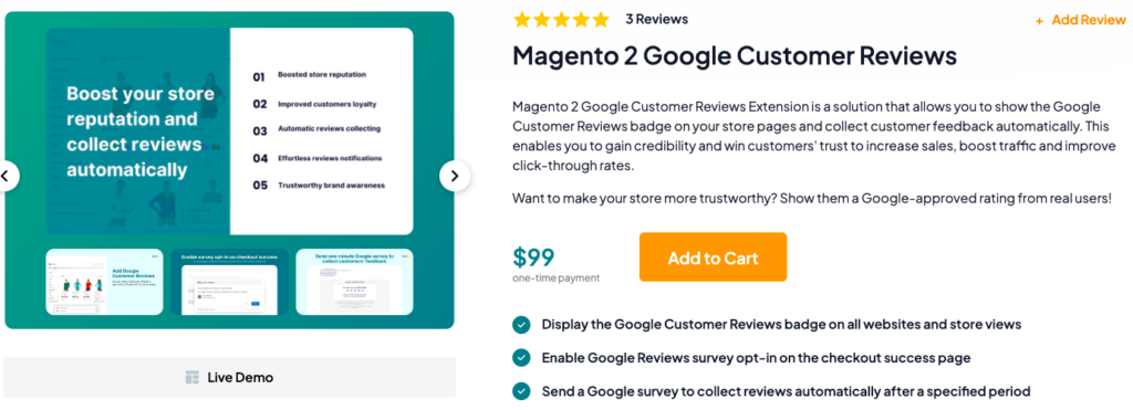 Magento 2 Google Customer Reviews by Magefan