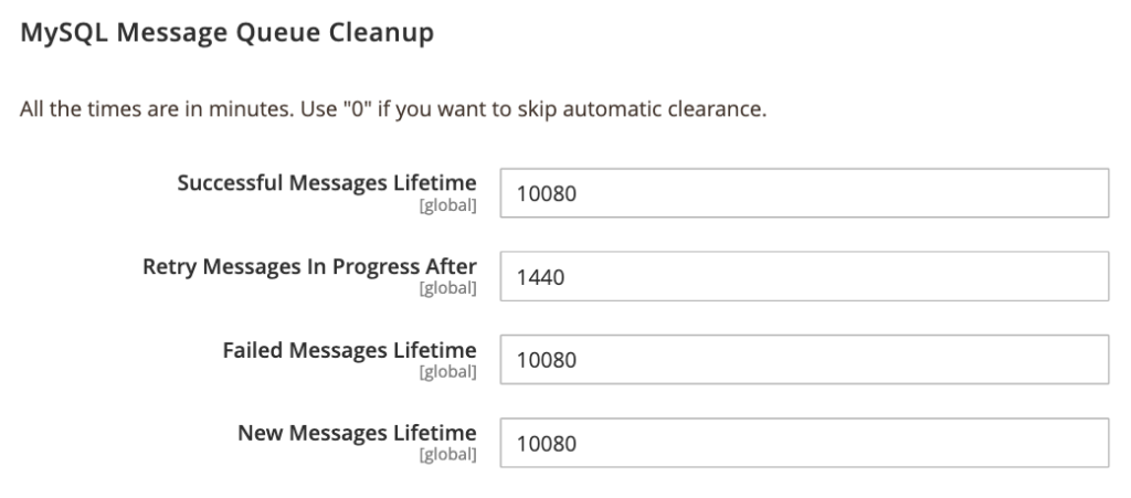 Use MySQL message queue cleanup for removing unnecessary data
