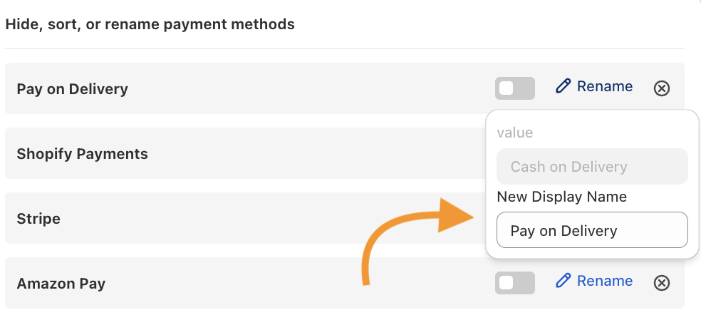 Edit the Payment Label